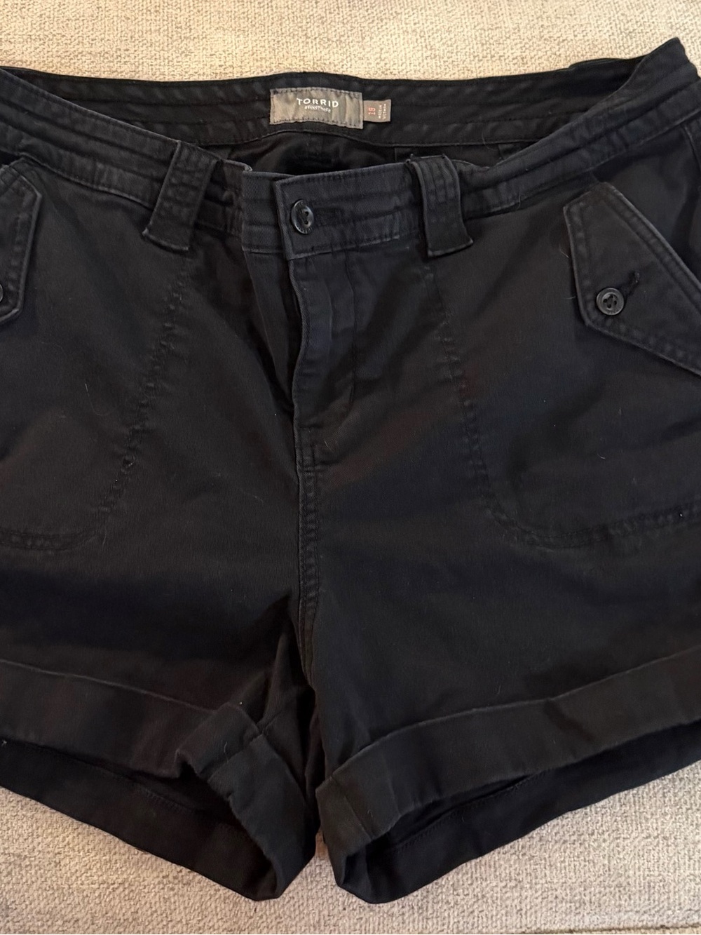 torrid Black Cuffed Utility Jean Shorts